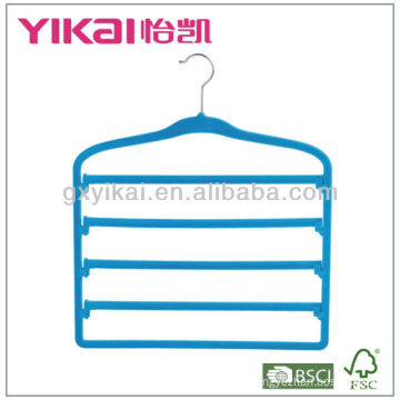 Flocking space saving trousers hanger with 5tiers of trousers bar